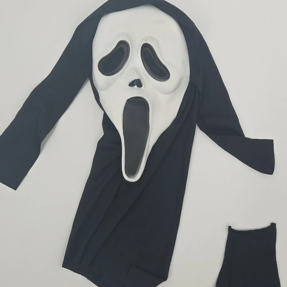 Kids Black Ghost Mask and Hooded Robe Halloween Costume
